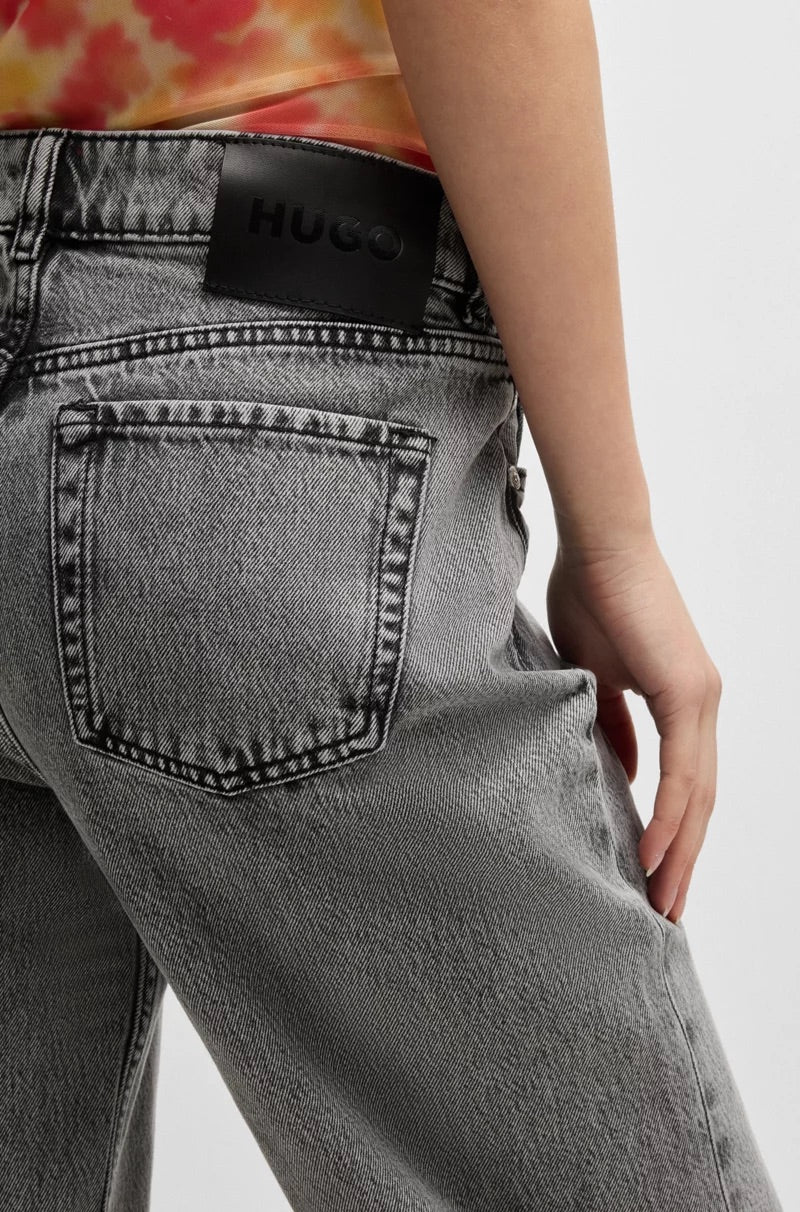 STRAIGHT-FIT JEANS IN GREY RIGID DENIM - HUGO
