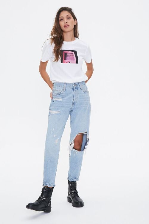 Light Denim Distressed Boyfriend Fit Jeans - Forever21