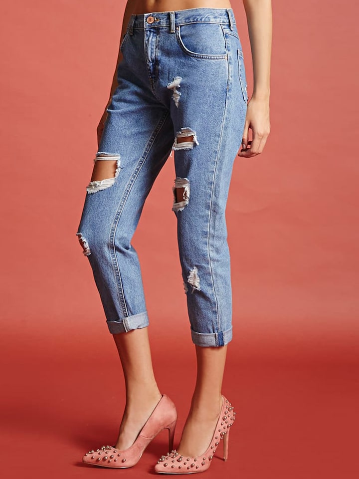 Distressed Boyfriend Jeans - Forever21