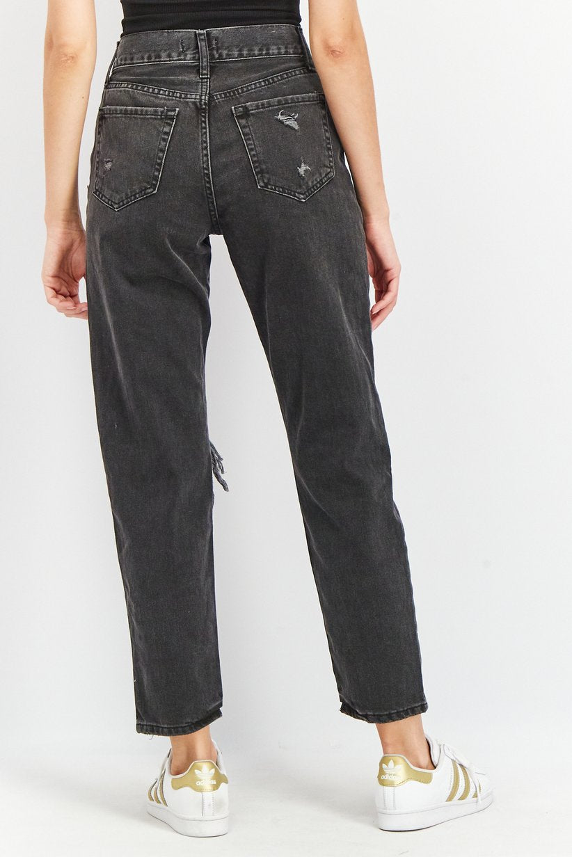 Distressed High-Rise Mom Jeans - Forever21