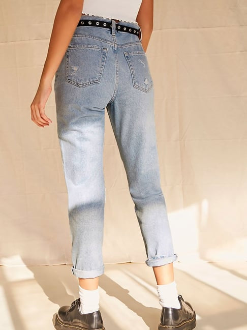 Light Denim Distressed Boyfriend Fit Jeans - Forever21