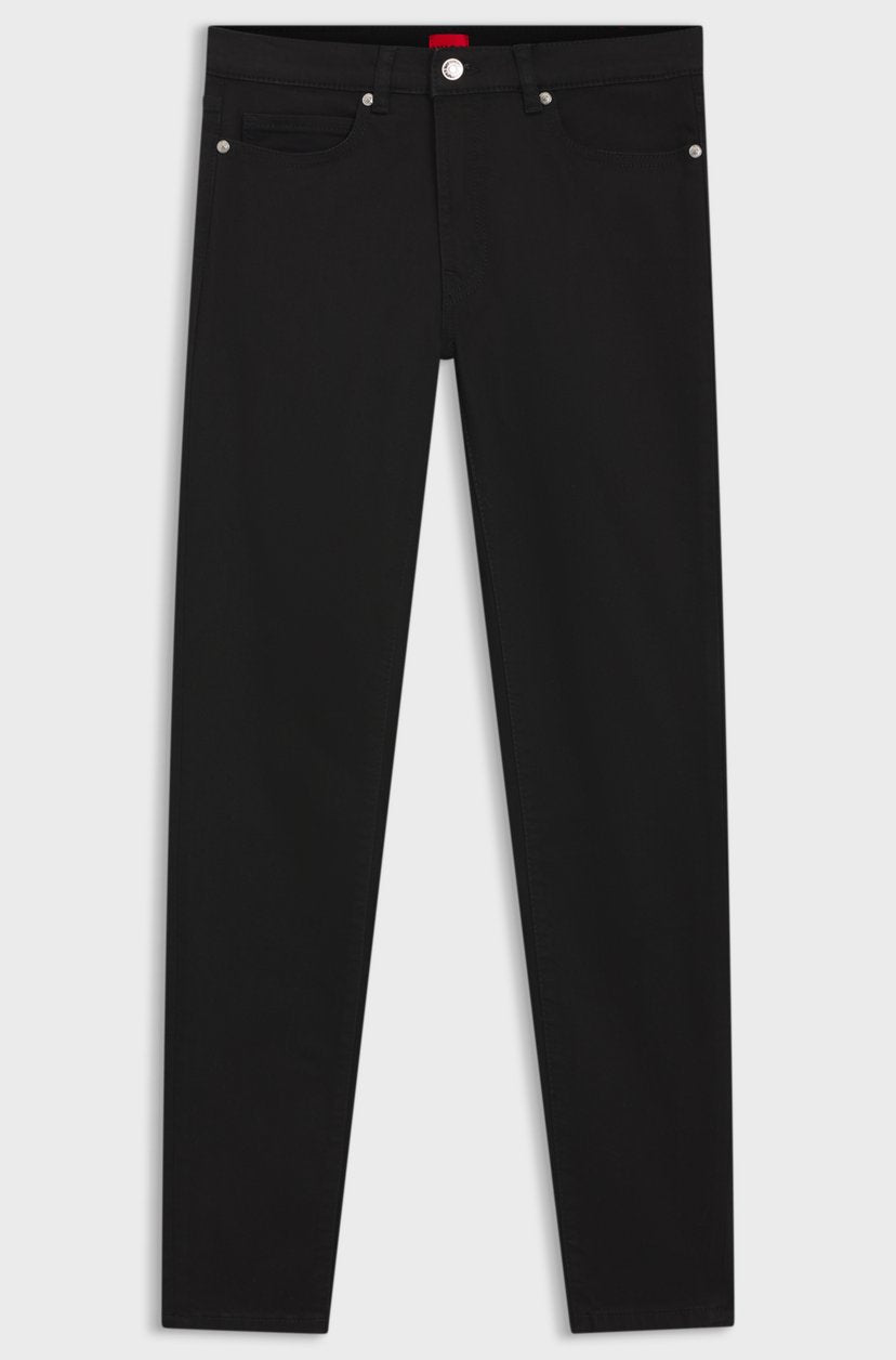 SKINNY-FIT JEANS IN BLACK STRETCH DENIM - HUGO
