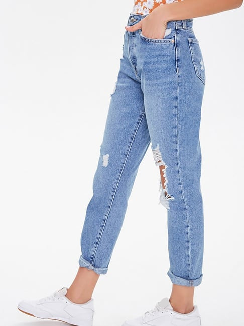 Distressed High-Rise Mom Jeans
Forever21