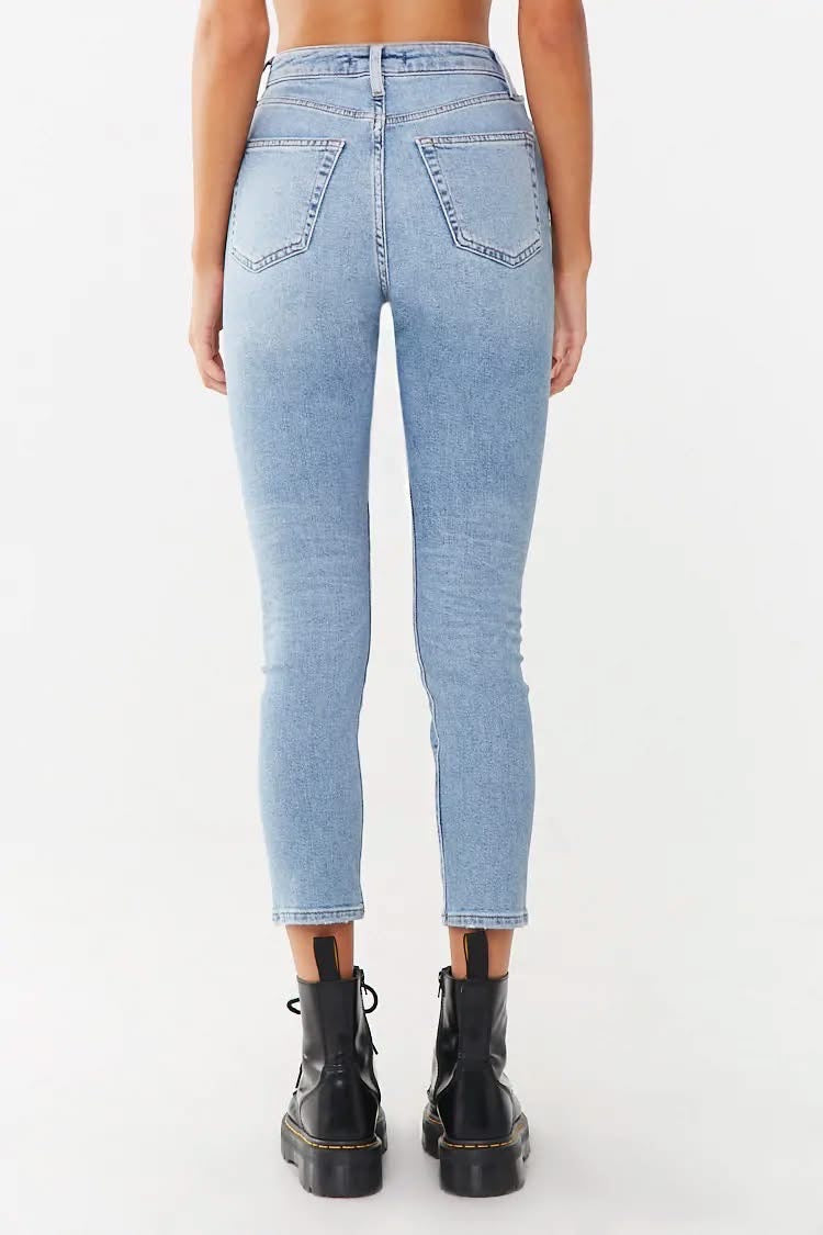 Distressed Ankle Mom Jeans - Forever21