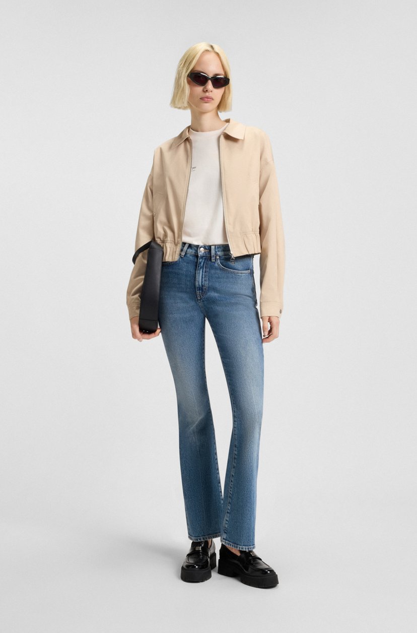FLARED-LEG SKINNY-FIT JEANS IN BLUE STRETCH DENIM - HUGO
