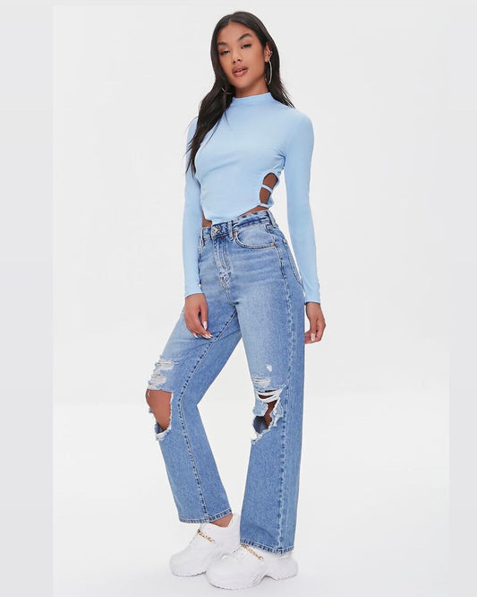 Premium Destroyed 90s-Fit Jeans - Forever21