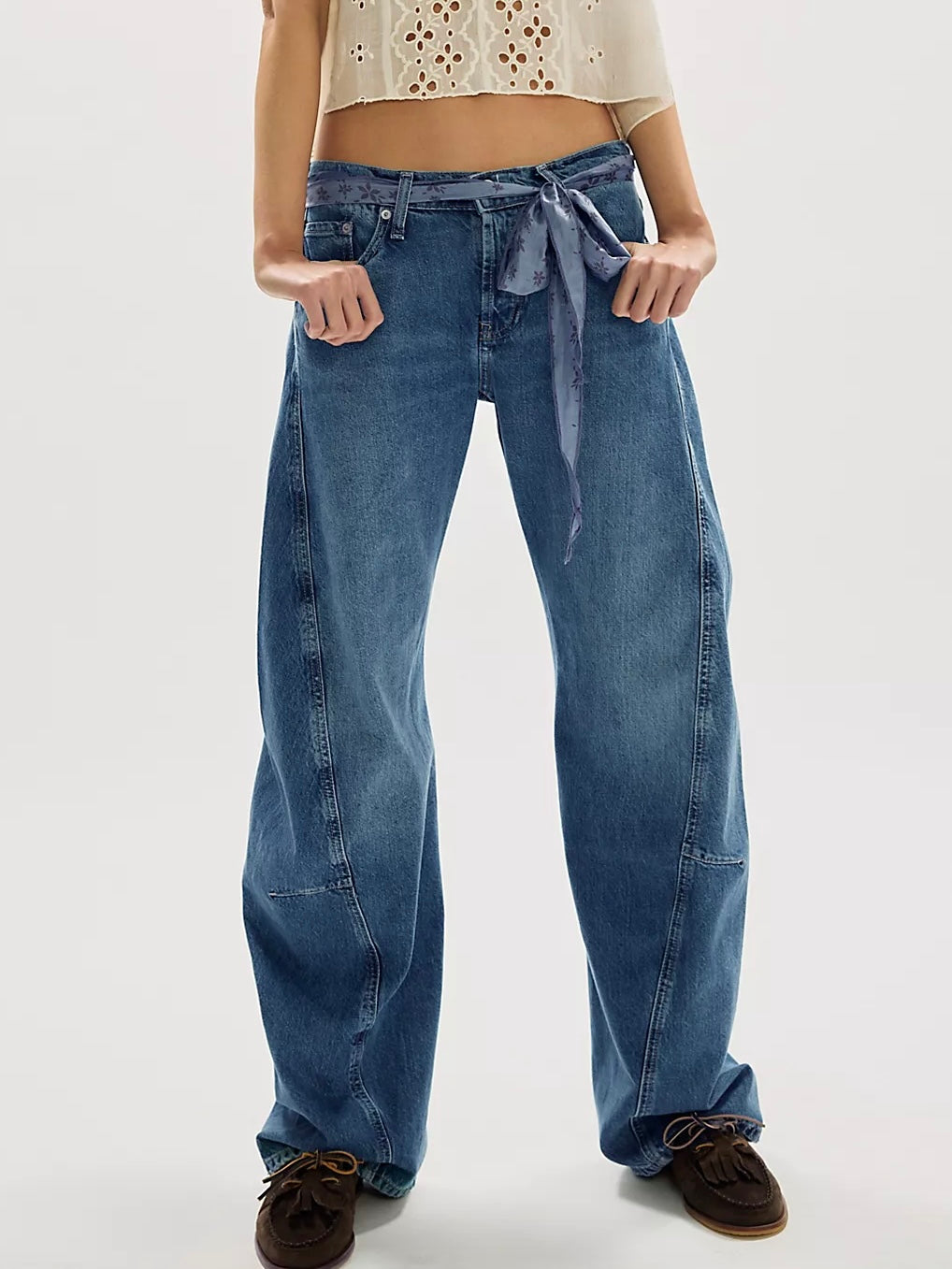Free People - We The Free Fable Low-Rise Twisted Bowed Jeans