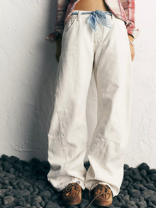 Free People - Highland Low-Rise Twisted Bowed Jeans - We The Free