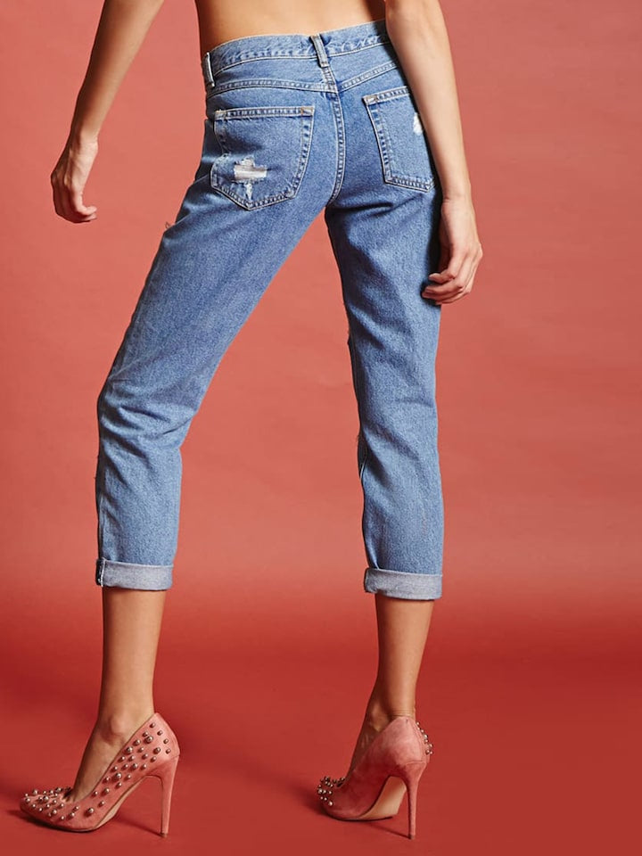 Distressed Boyfriend Jeans - Forever21