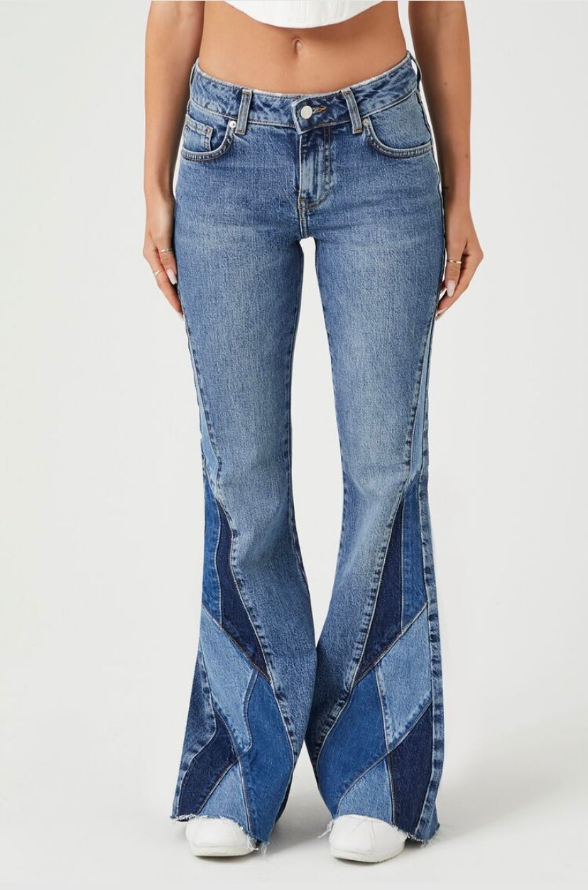 Reworked Patchwork Flare Jeans - Forever21