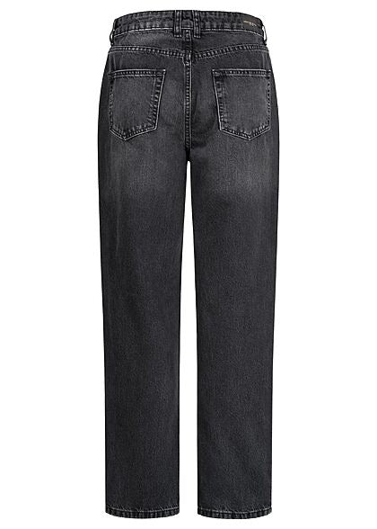 High-Waist Straight-Fit Jeans Destroyed - only