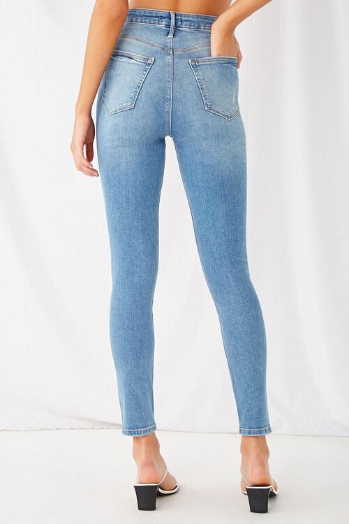 Distressed High- Rise Skinny Jeans - Forever21
