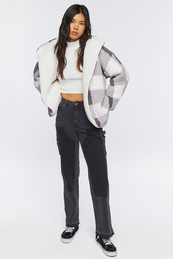 Women's Washed-Panel High-Rise Jeans in Washed Black - Forever21