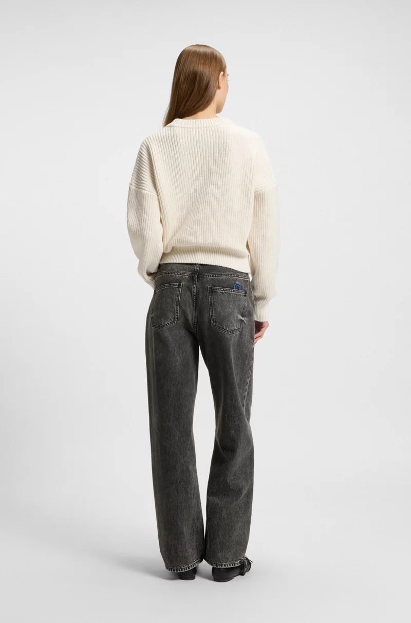 Leni High-waisted, relaxed-fit, wide- leg jeans with ripped details- HUGO