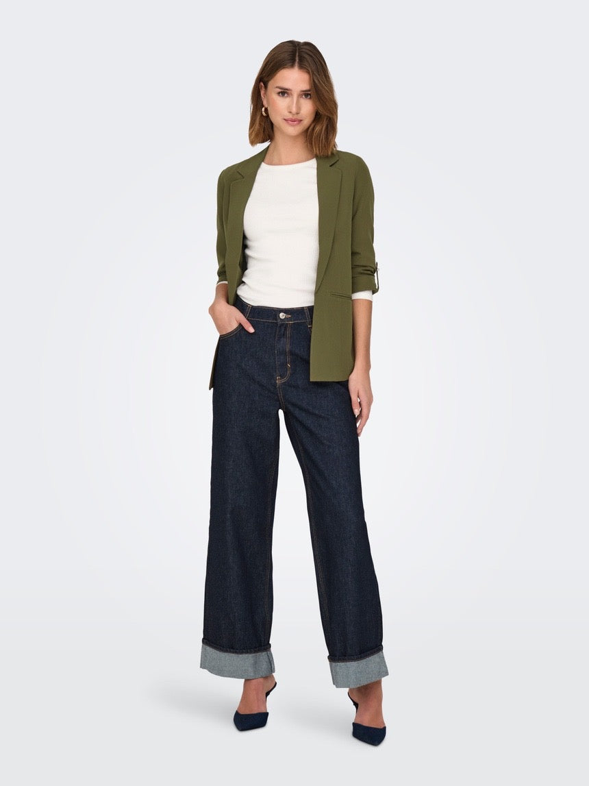 ONLHOPE WIDE FOLD UP RINSE - Wide Leg - dark blue denim - ONLY