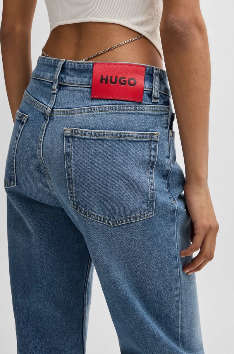 MOM-FIT JEANS IN BLUE COMFORT-STRETCH DENIM - HUGO