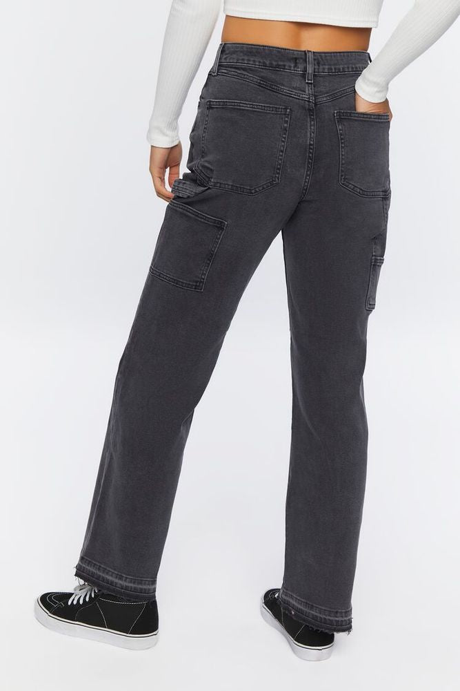 Women's Washed-Panel High-Rise Jeans in Washed Black - Forever21