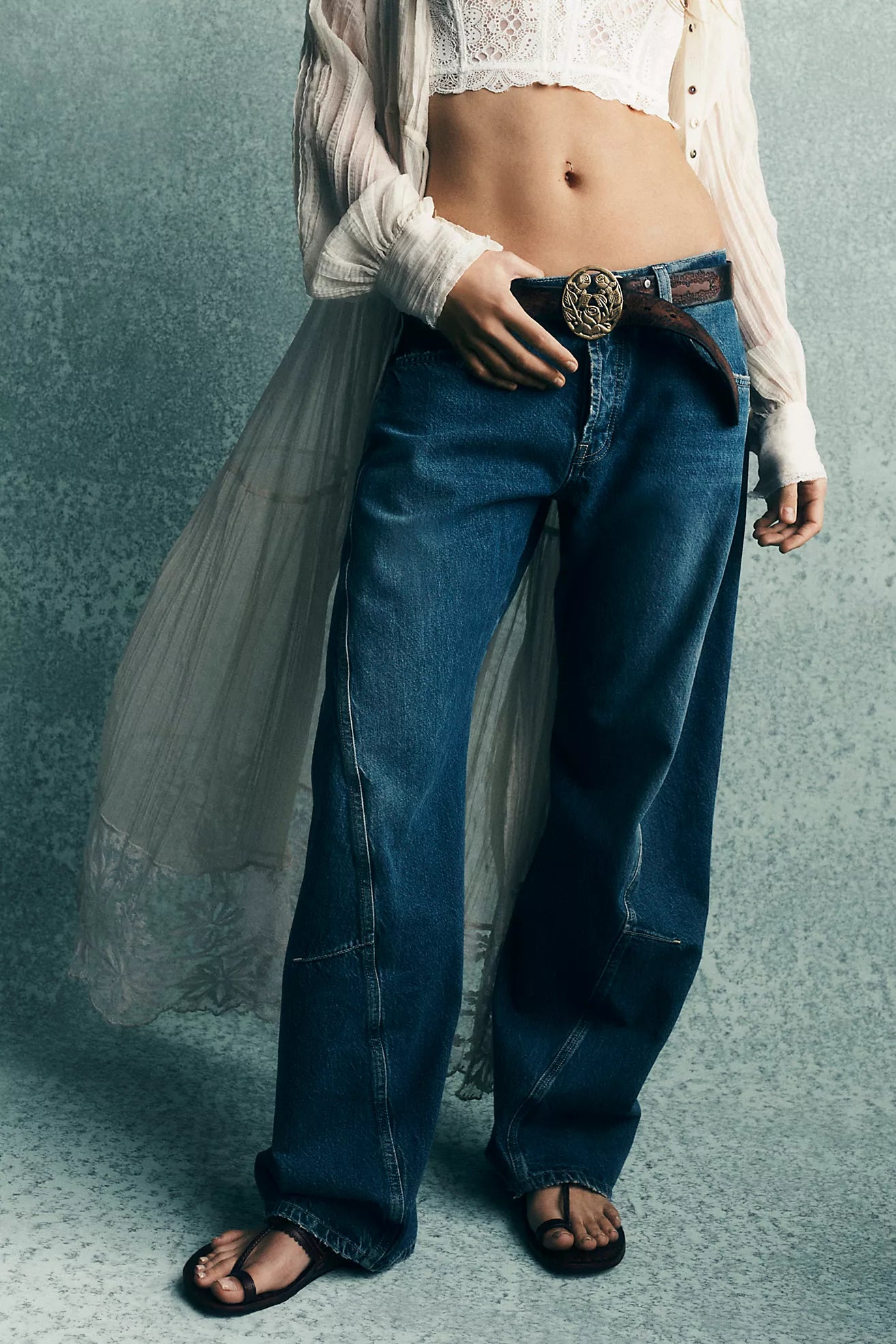 Free People - We The Free Fable Low-Rise Twisted Bowed Jeans