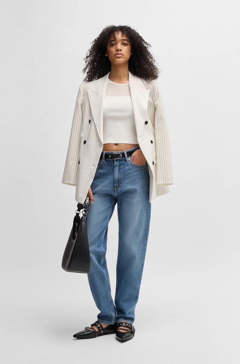 MOM-FIT JEANS IN BLUE COMFORT-STRETCH DENIM - HUGO