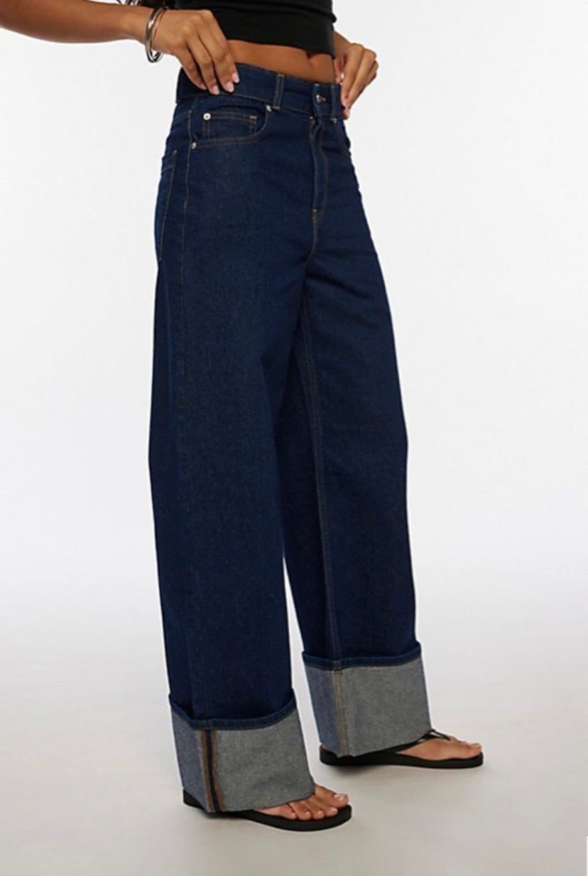 Thea Cuffed Wide Leg Jean - BDG
