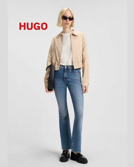 FLARED-LEG SKINNY-FIT JEANS IN BLUE STRETCH DENIM - HUGO
