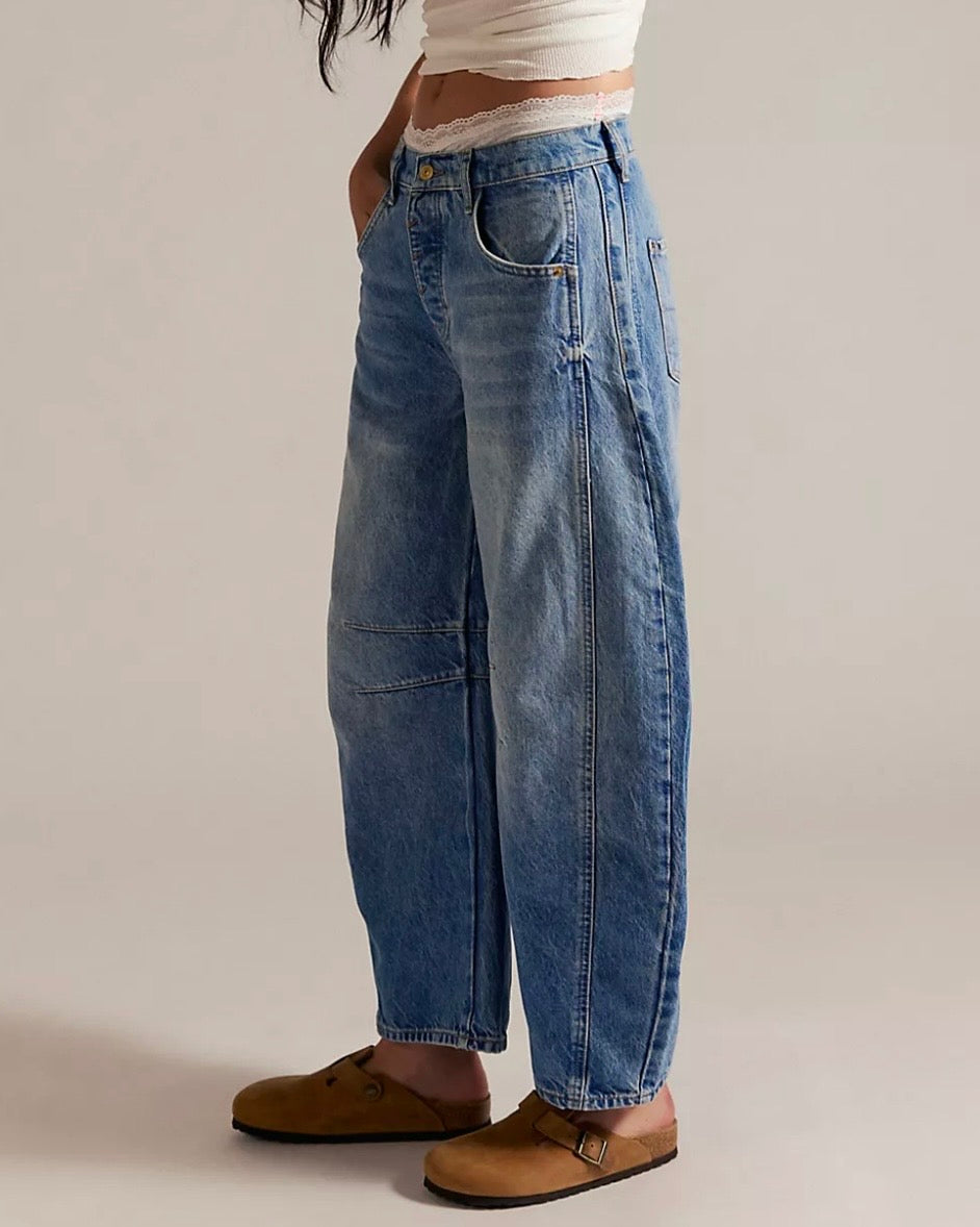 Free People - We The Free Good Luck Mid-Rise Barrel Jeans