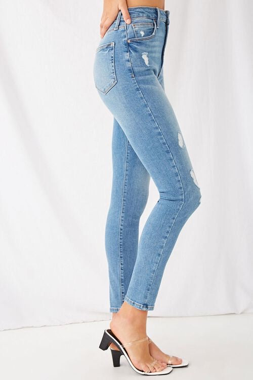 Distressed High- Rise Skinny Jeans - Forever21