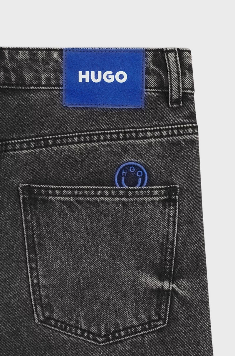 Leni High-waisted, relaxed-fit, wide- leg jeans with ripped details- HUGO