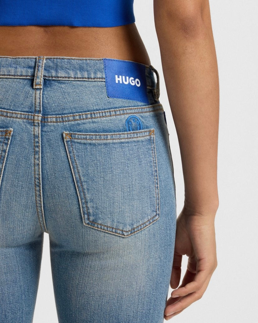 FLARED-LEG JEANS IN ATLANTIC-BLUE COMFORT-STRETCH DENIM - HUGO
