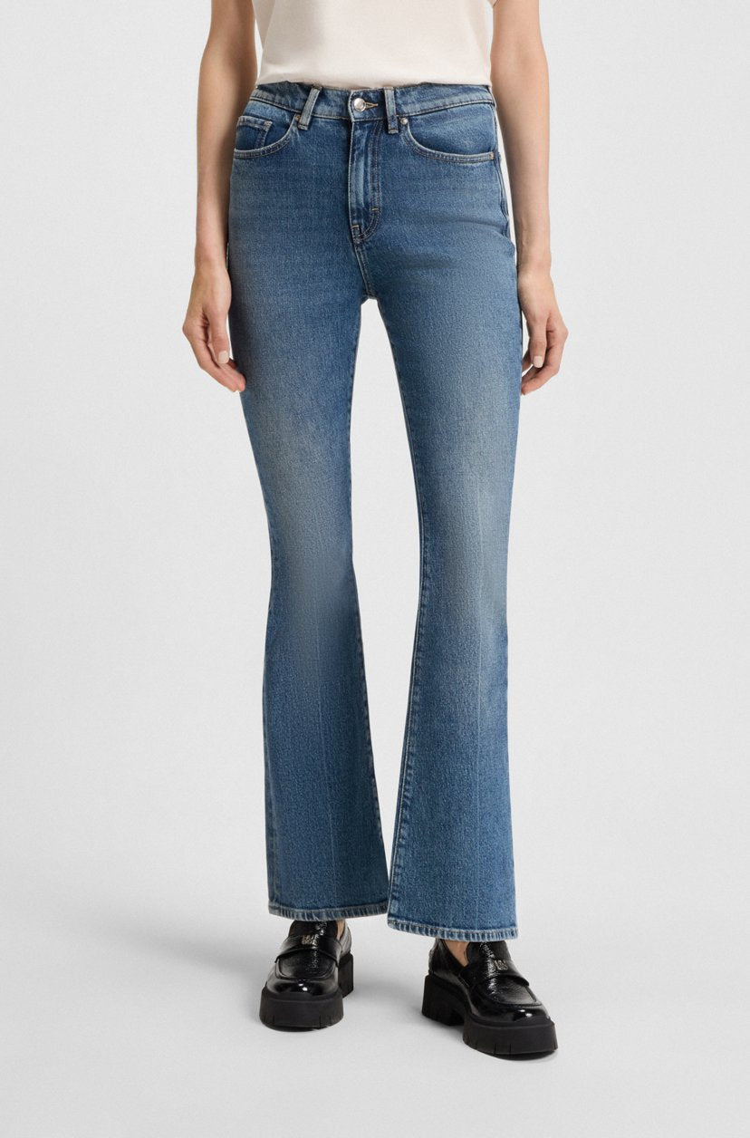 FLARED-LEG SKINNY-FIT JEANS IN BLUE STRETCH DENIM - HUGO