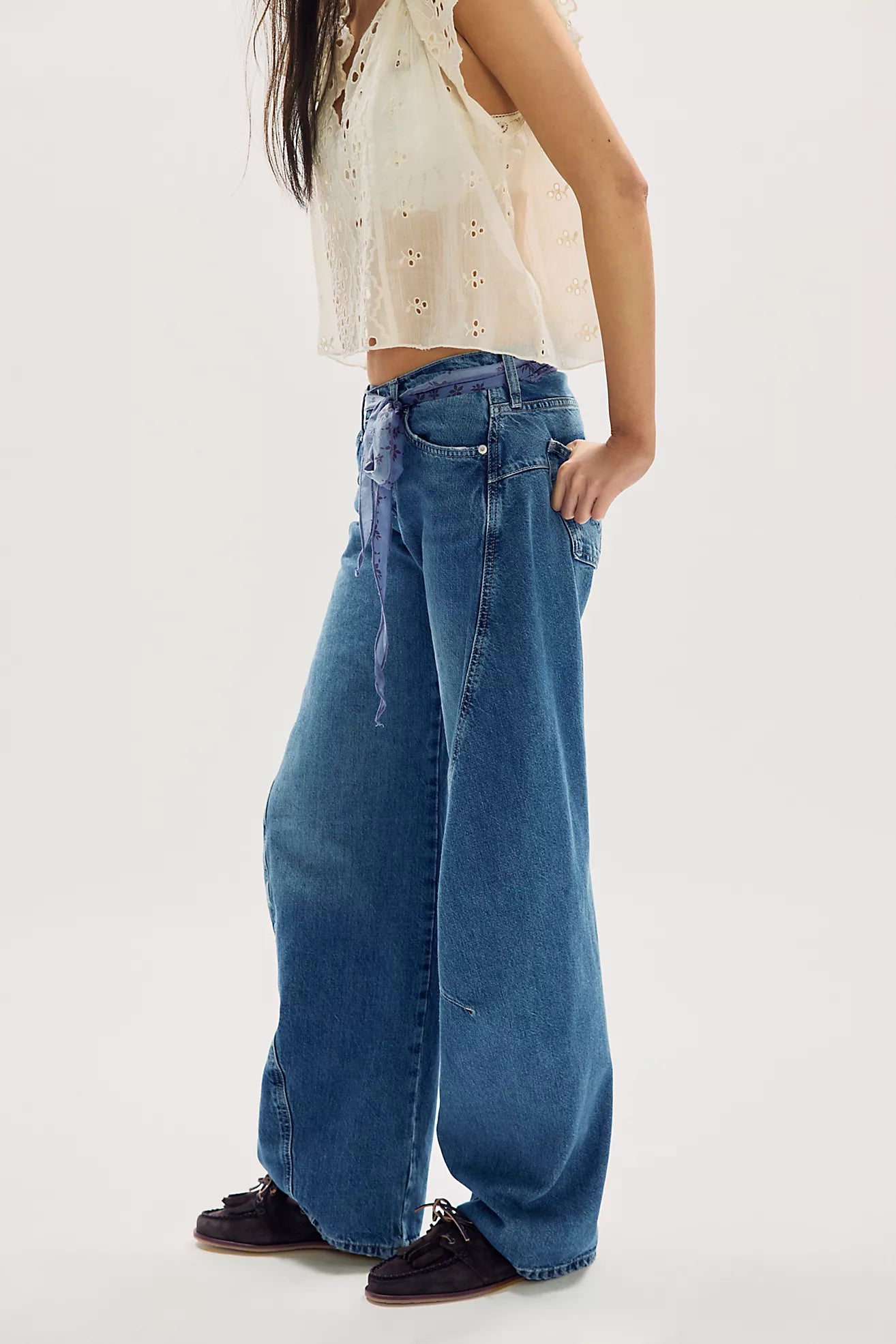 Free People - We The Free Fable Low-Rise Twisted Bowed Jeans