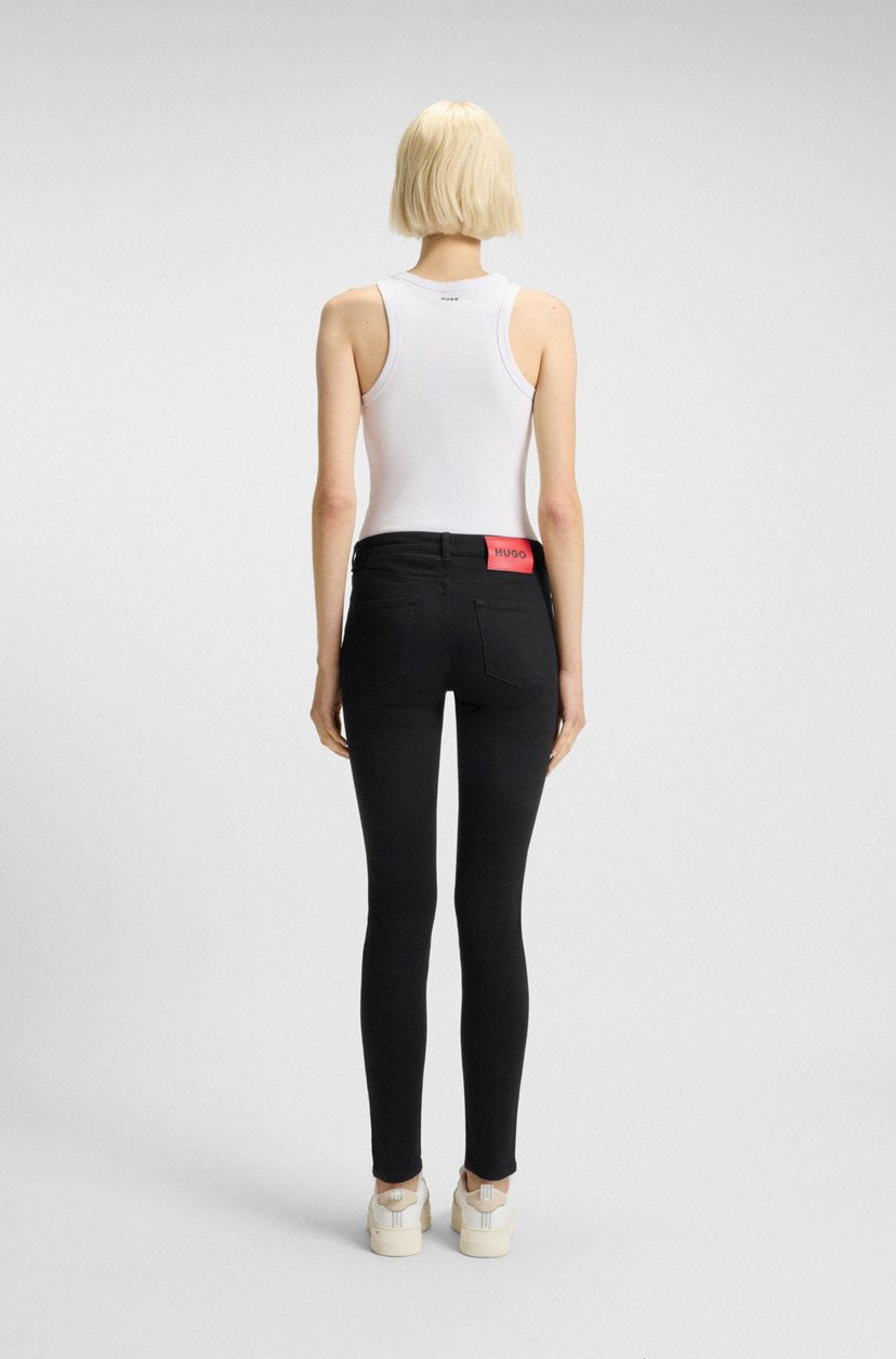SKINNY-FIT JEANS IN BLACK STRETCH DENIM - HUGO