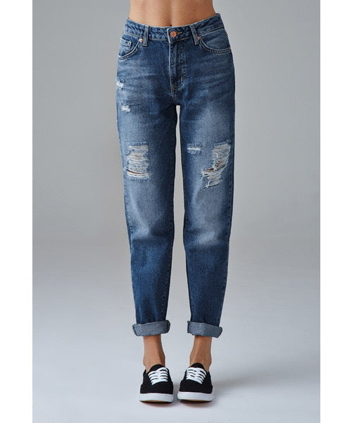 Distressed Boyfriend Jeans - Forever21