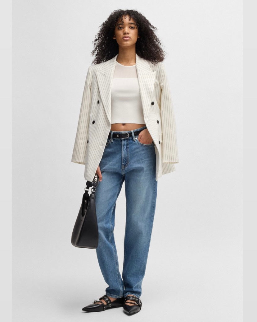 MOM-FIT JEANS IN BLUE COMFORT-STRETCH DENIM - HUGO