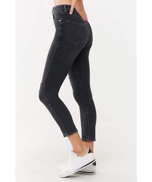 Distressed Ankle Mom Jeans - Forever21