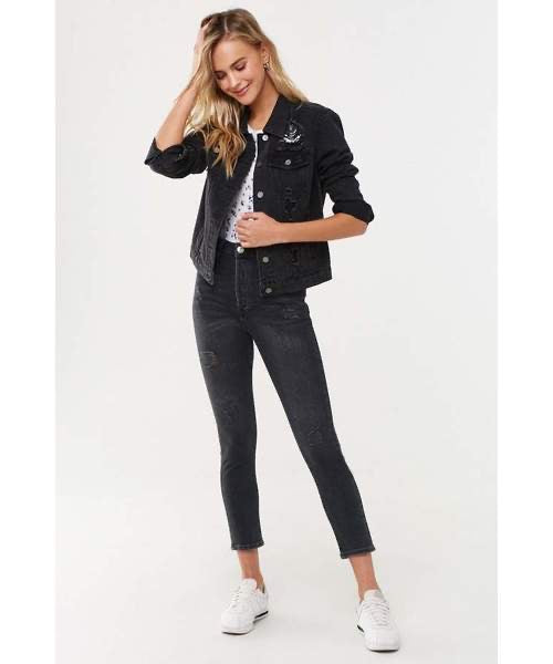 Distressed Ankle Mom Jeans - Forever21
