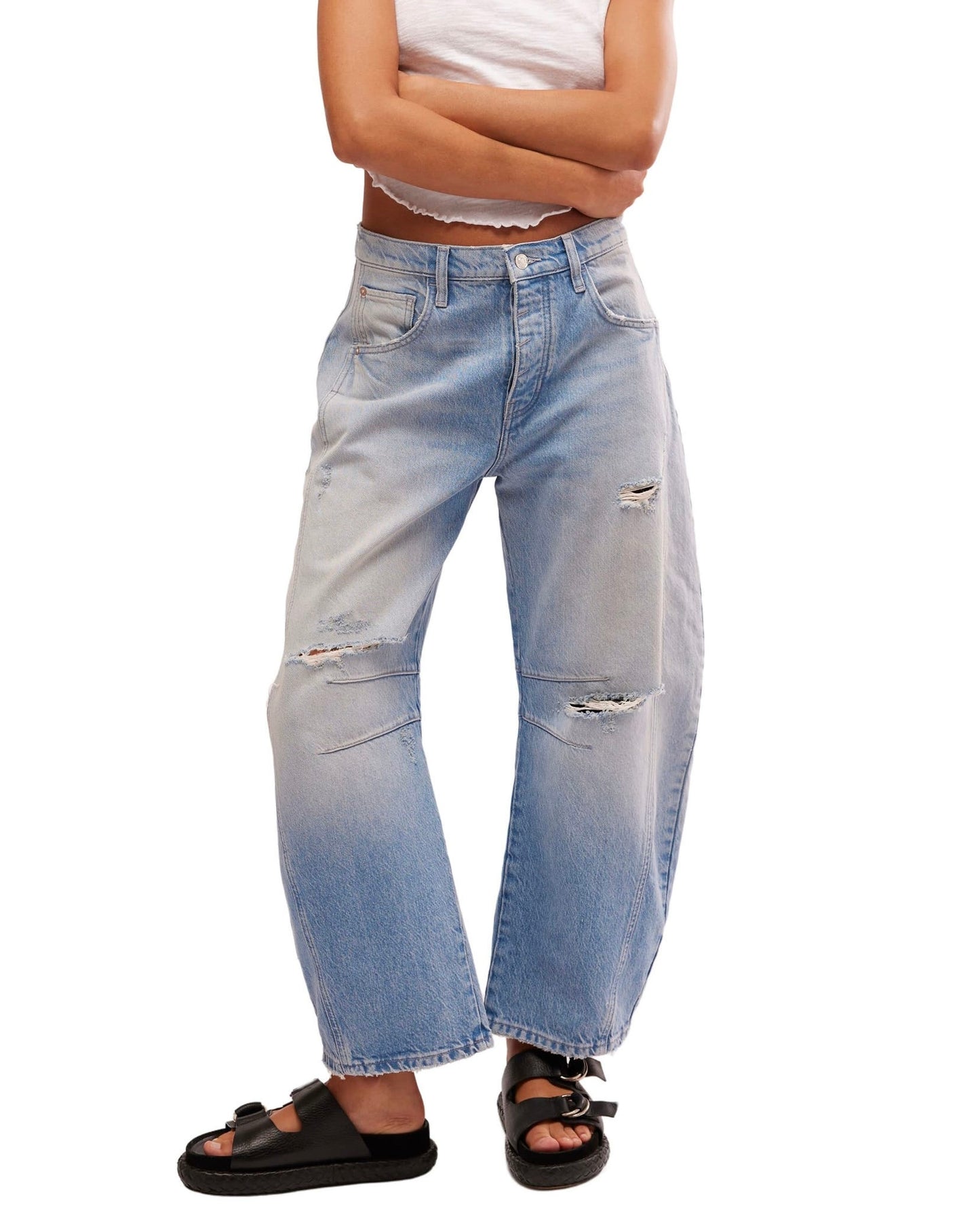 Free People - We The Free Good Luck Mid-Rise Barrel Jeans