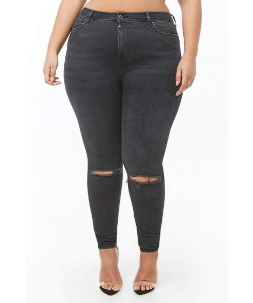 Plus Size Ripped Skinny Jeans - Forever21