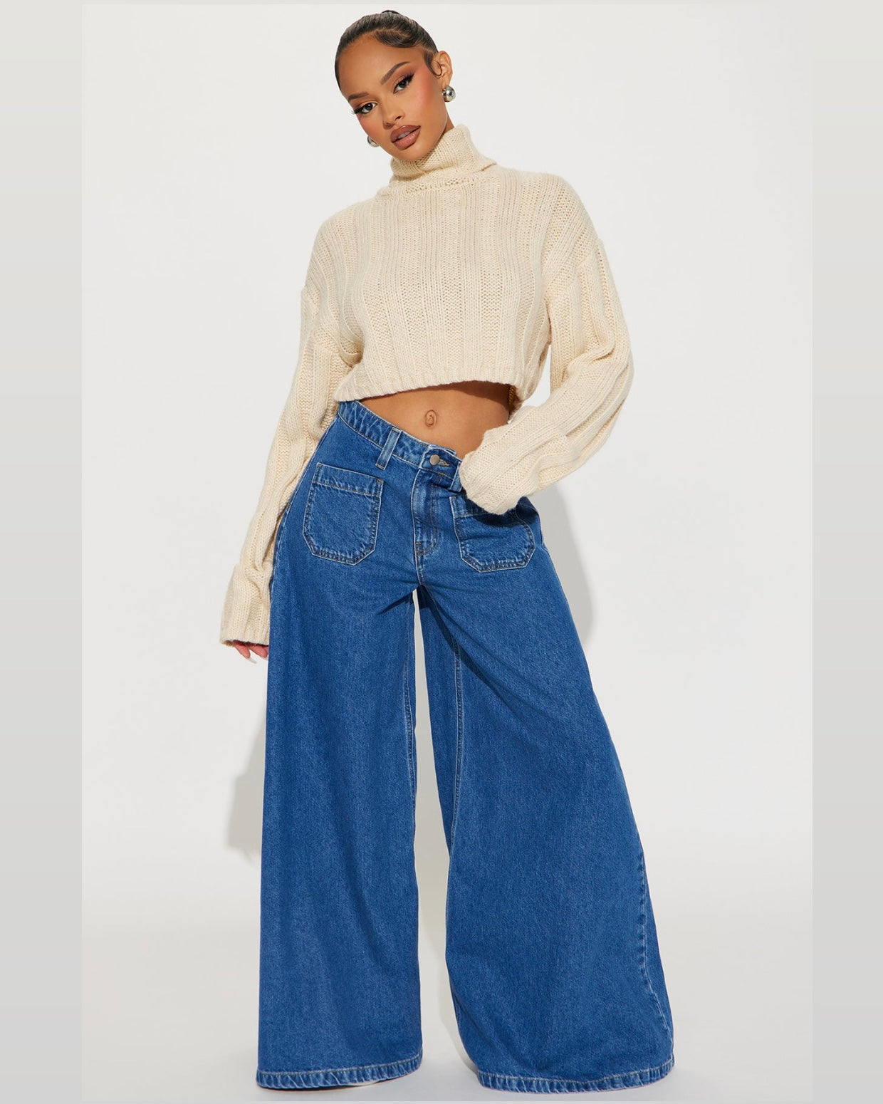 Full Stop Palazzo Jeans - Medium Wash - Fashionnova