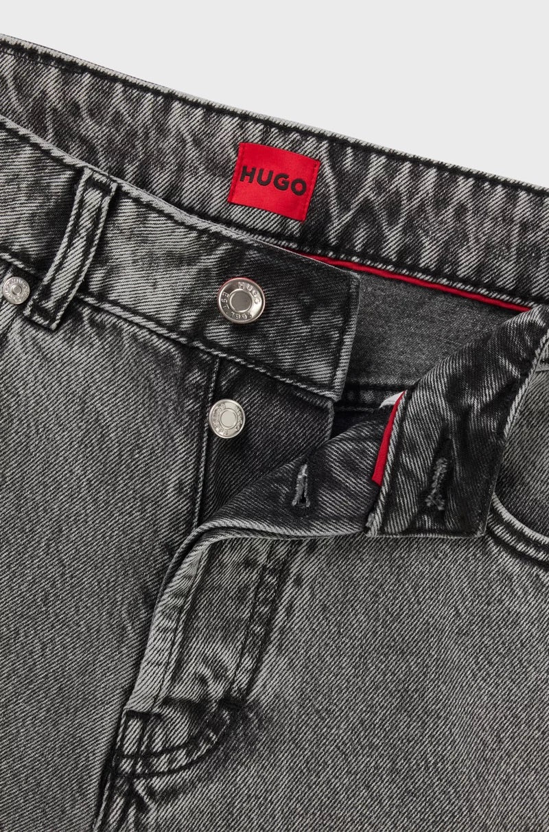 STRAIGHT-FIT JEANS IN GREY RIGID DENIM - HUGO