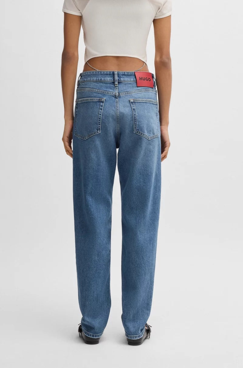 MOM-FIT JEANS IN BLUE COMFORT-STRETCH DENIM - HUGO