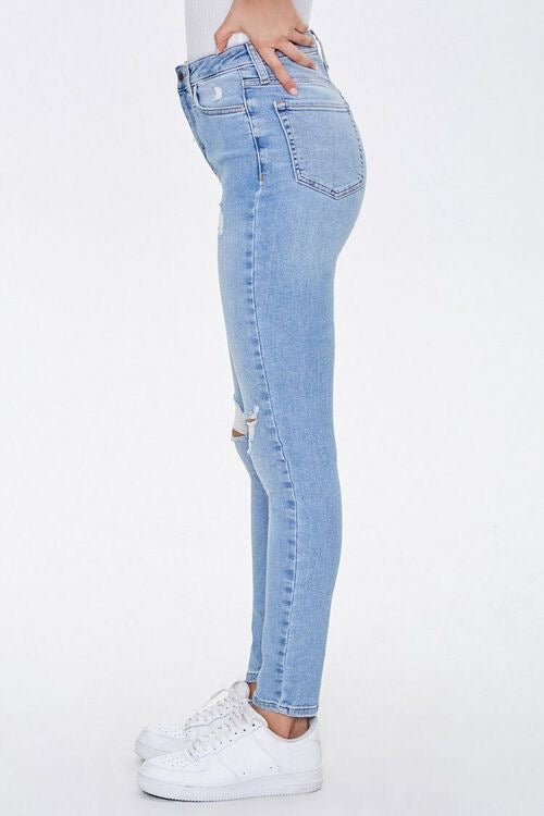 Distressed High- Rise Skinny Jeans - Forever21