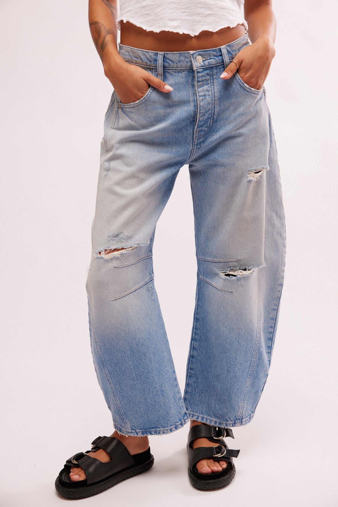 Free People - We The Free Good Luck Mid-Rise Barrel Jeans