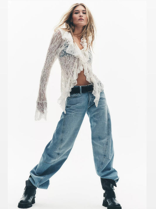 Free People - We The Free Fable Low-Rise Twisted Bowed Jeans