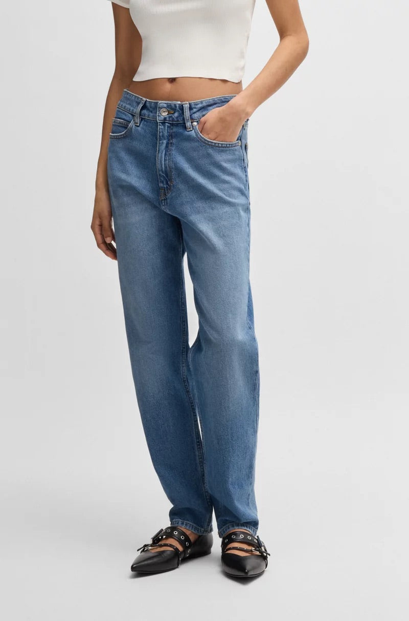MOM-FIT JEANS IN BLUE COMFORT-STRETCH DENIM - HUGO