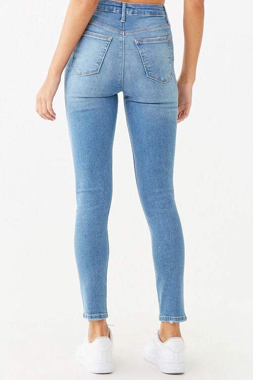 Distressed High- Rise Skinny Jeans - Forever21