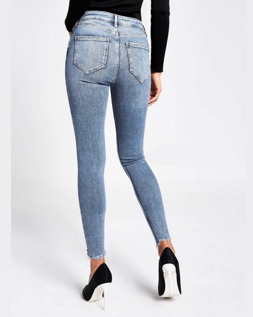 Blue high rise skinny jeans - River island