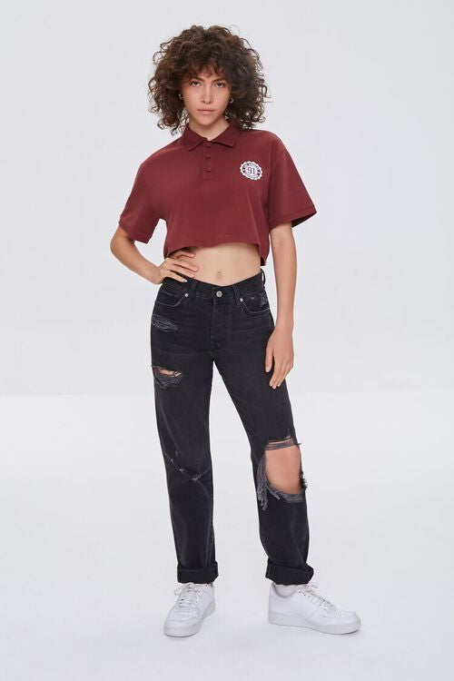 Distressed High-Rise Mom Jeans  - Forever21