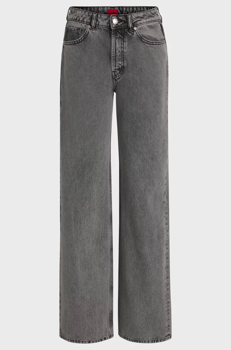 STRAIGHT-FIT JEANS IN GREY RIGID DENIM - HUGO