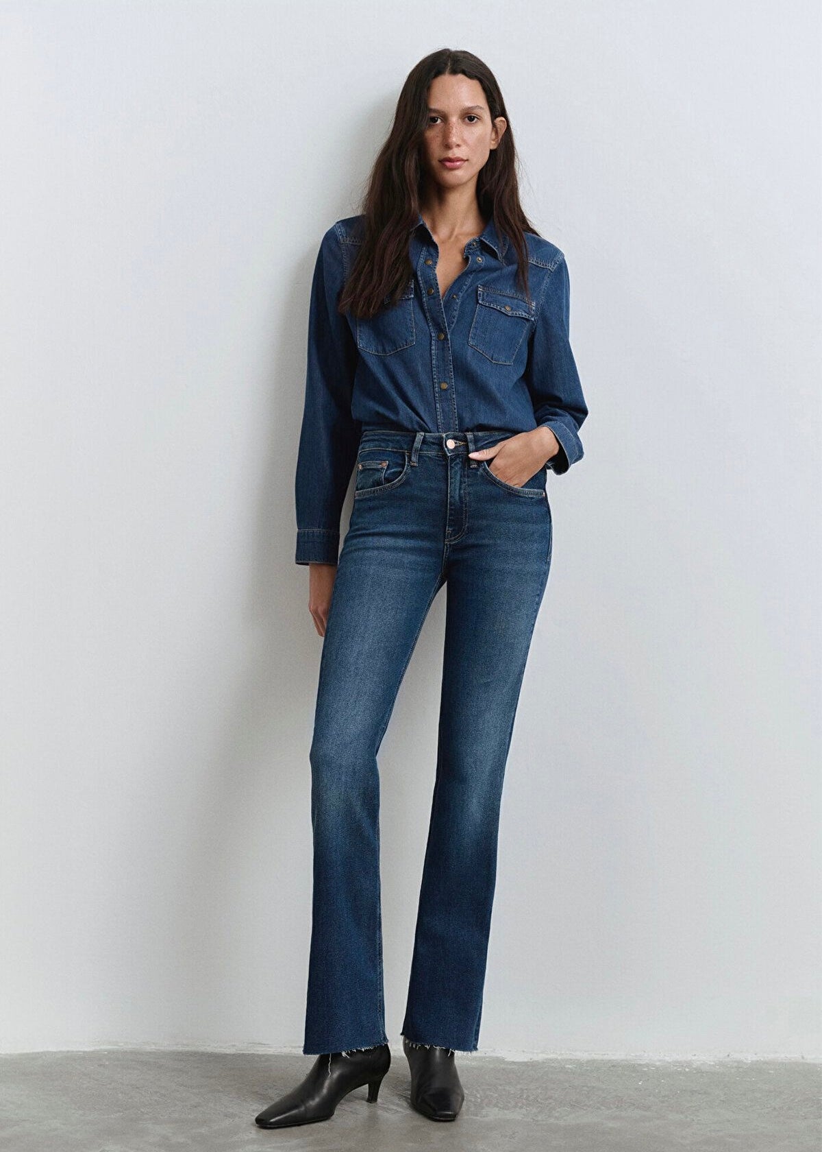Maria Flare Jeans Mid Rise | Mid Brushed Flex Blue - Mavi